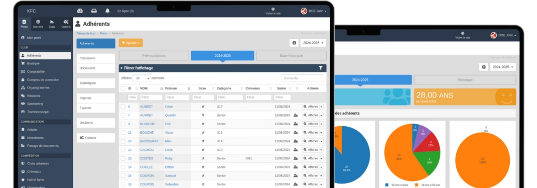 Logiciel gestion des adhésions, membres et adhérents, pour club de sport et associations sportives